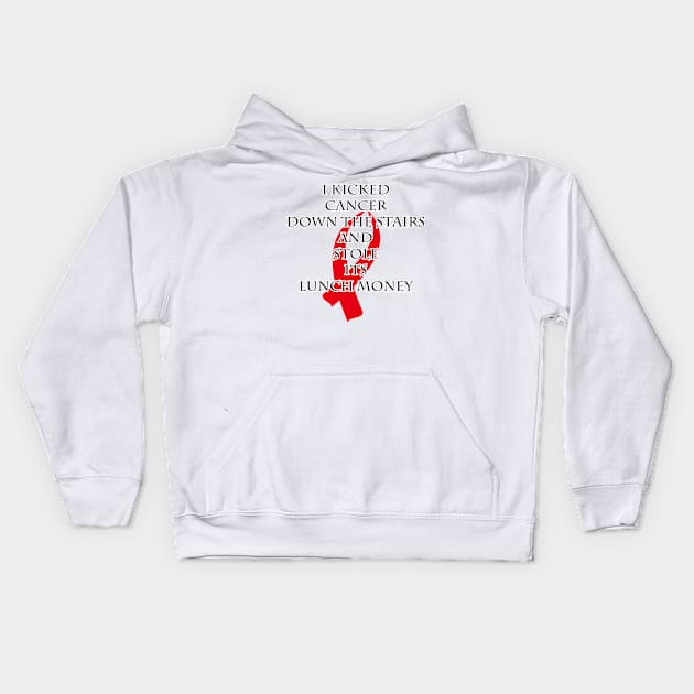 Cancer Bully (Red Ribbon) Kids Hoodie by BlakCircleGirl